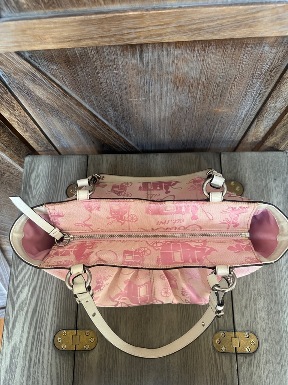 Coach Horse and Carriage Tote with Wallet Light Pink Canvas RARE & HARD TO FIND - Picture 10 of 15